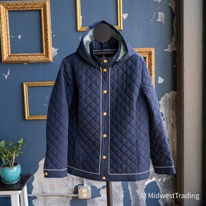 Women's Water Resistant Navy Blue Hooded Coat